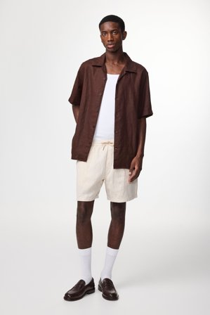 NN.07 Gregor 1454 Shorts Male Brown Linen