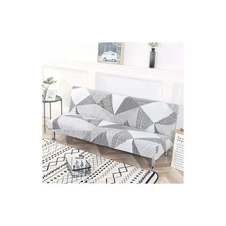 Armlös sofföverdrag, 3-sits stretchsoffskydd, lämplig för hopfällbar bäddsoffa utan armstöd