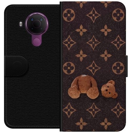 Yhteensopiva Lompakkokotelo Nokia Nokia 5.4 Graafinen monogrammikuvio, jossa taiteellisesti muotoiltu nalle