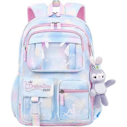 Skole Ryggsekk for Jenter Barn Barneskolesekk Bokveske Vanntett Nylon Ryggsekk Fritidssekk 5-12 År