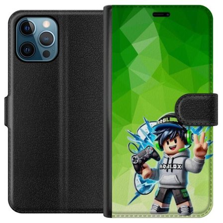 Kompatibelt Lommeboketui til Apple iPhone 12 Pro Max Roblox-inspirert gamerfigur med headset, håndkontroll og energiske effekter mot grønn bakgrunn