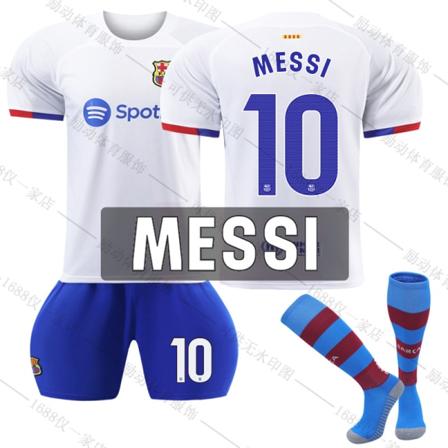 23/24 Ny sesong Borte Barcelona FC MESSI Nr 10 Barn Jersey-pakke Barn-28