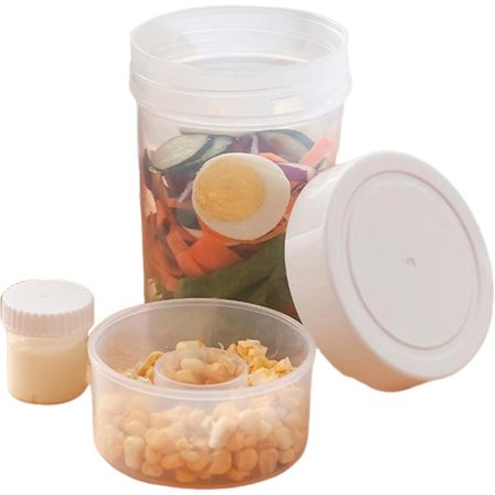 Salat Lunchbeholder, 750 ml Lekkasjesikker Bærbar Dobbel Lag Skåler