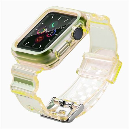 Silikonarmband Armband Fodral Rem Ljus Set för Apple Klocka 42mm - Gul