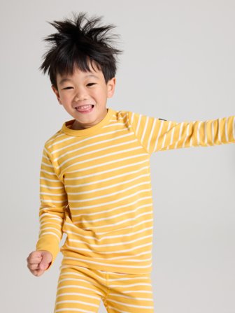 Polarn O. Pyret - Striped long-sleeve top - 128 - Childrenswear - yellow