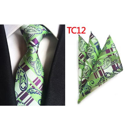 Herr slips Paisley vävd siden slips set med ficka Suqare F