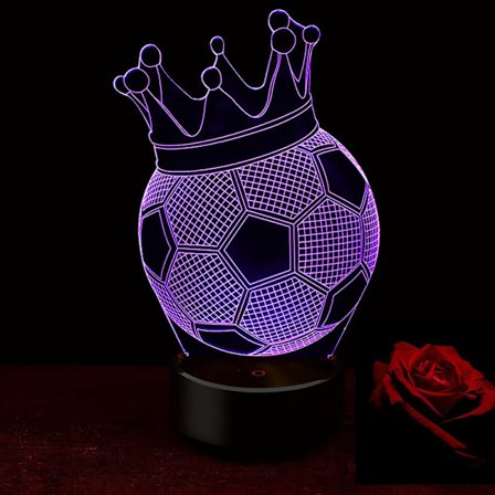 Fotboll 3D LED-lampa, 7 färger optisk illusion