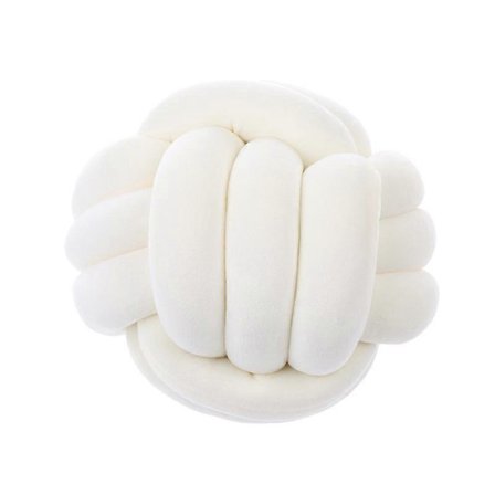 Mjuk Knutboll Prydnadskudde Heminredning Plysch Kudde Knuten Kudde Handgjord Rund Kudde Knuten Sovrumsinredning, 7,9x7,9in-Mjölkvit