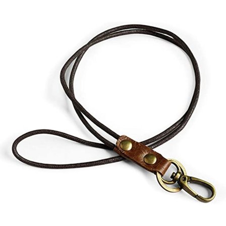 Leacther Lanyard - Vintage Lærnøkkelkjede med Metall Hummer og Nøkkelring