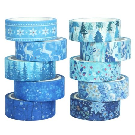 Winter Tape Set 10 Rolls - Blå Vit Holiday Tape Dekorativt