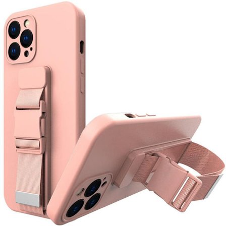 Rope Case silikondeksel med snor med veskesnor til Samsung Galaxy S22 Rosa telefon