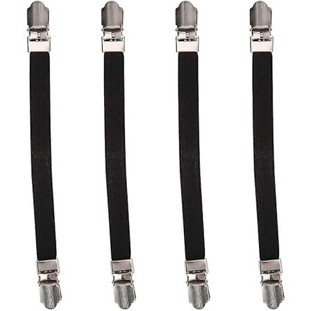 4 kpl Säädettävät lakananpidikkeet, lakanan kiinnityshihnat kulmanauhat henkselit patjan lakananpidikkeet lakanoille (musta)