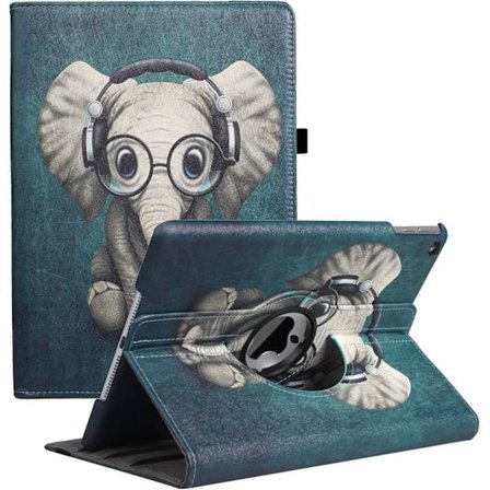 Elefant Roterende Veske for iPad 9. Generasjon 2021/iPad 8. Generasjon 2020/iPad 7. Generasjon 2019 - 360 Graders Roterende Stativ med Auto Sleep 