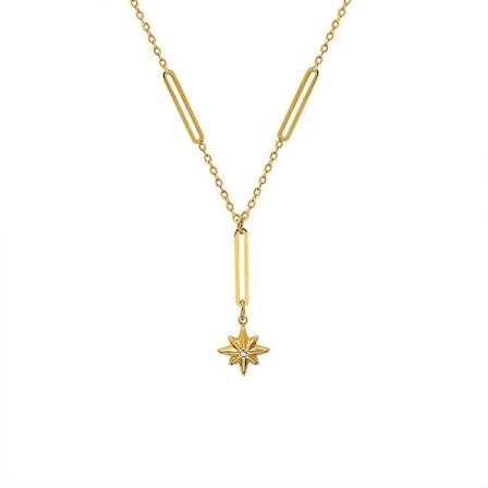 Sexkantig stjärnhänge, nischdesign nyckelbenkedja, enkelt och personligt tofshalsbandssmycke