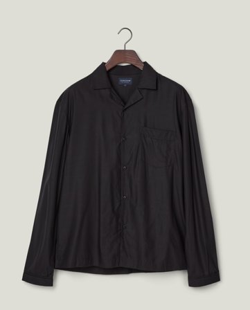 Lexington Casual Tencel Camp Langarmhemd, Schwarz