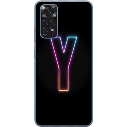 Kompatibel Mobilcover til Xiaomi Xiaomi Redmi Note 11 Minimalistisk neonbogstav Y i farveskiftende lys mod sort baggrund
