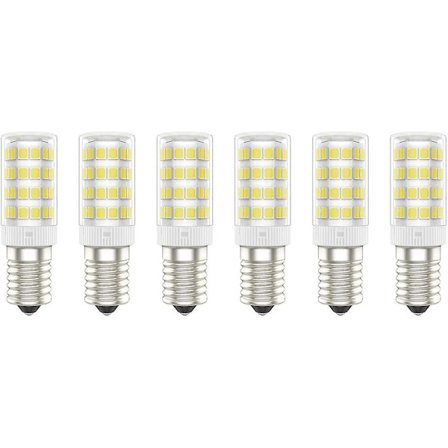 6 st E14 LED-lampor, 5 W (motsvarande 50 W), kallvitt (6000 K), AC220-240 V, flimmerfri, ej dimbar, 300 lumen, CRI>80 (kallvitt, 5 W) [energiklass A+]