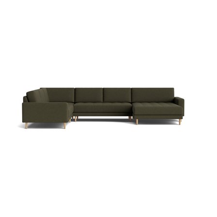 Mondo U-sofa, vendbar - Loop Grøn - 377x262x83cm - Stor U-Sofa med Vendbar Chaiselong & Grønt Loop Betræk - Perfekt til Stuen