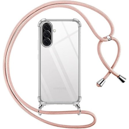Beskyttelsesskal - BOOLING - til Samsung Galaxy A26 5G - Stødabsorberende - Transparent - med Rosa Snor