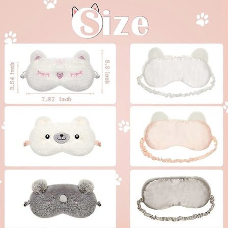 Sovemaske til børn, 3 stk., øjenmaske til børn, sød dyredesign, bløde masker til kvinder, børn, piger og voksne, rejsepyjamasparty, justerbar