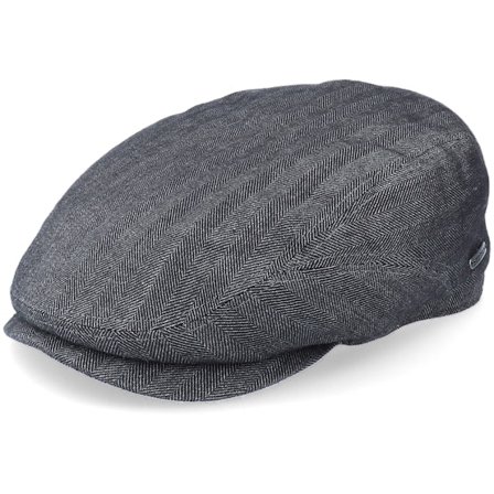 Stetson - Driver Cap Cotton/Linen Flat Cap Flatcap Black Cap - @ Hatstore