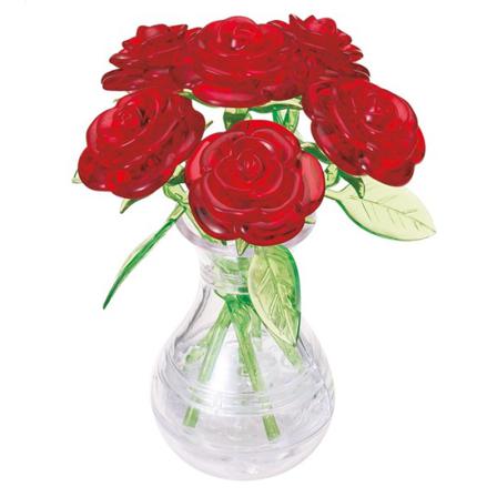 Robetoy Crystal Puzzle Pussel 3d Sex Röda Rosor Roses 47st Bitar