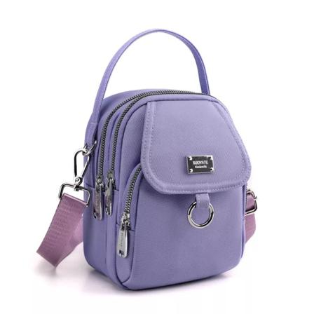 Mode 3 lager kvinnor liten handväska hög kvalitet slitstarkt tyg kvinnlig axelväska Ganska stil tjejer Härlig miniväska Lavender 19cm x 15cm x 10cm