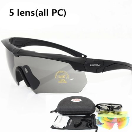 Polariserade högkvalitativa solglasögon TR90 militärglasögon, 5 linser skottsäkra arméns taktiska glasögon, skytteglasögon