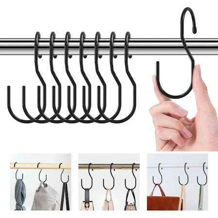 Väska Hängare för garderob, Unik Twist Design Väska Hängare Väska Krokar, Stor Storlek Garderob Stång Krokar Svart (12 Pack Svart)