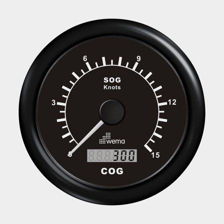 GPS-logg 0-15 knop svart 85 mm, kompl. m antenn