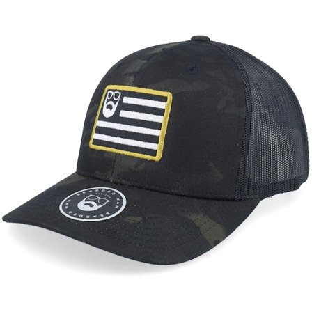 Bearded Man - Camo trucker Caps - Beard Nation Black Camo Trucker @ Hatstore