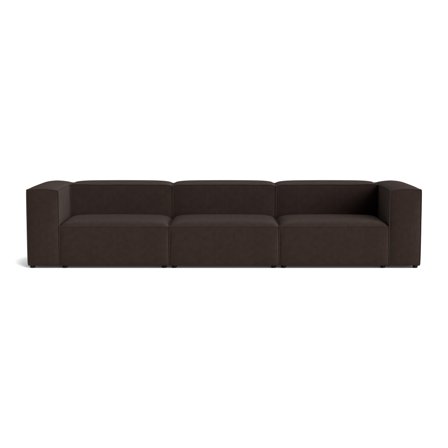Luksus Lissabon XL 3 Personers Sofa, Mørkebrun - Holdbart & Blødt Kvalitetsstof - 360x100x72cm - Modulsofa med Ramme af Krydsfiner