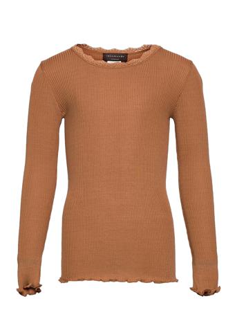 Silk T-Shirt W/ Lace Orange Rosemunde Kids