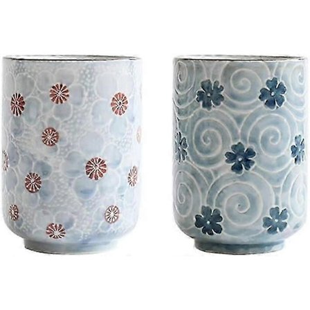 Japanske tekopper Keramisk kopp Krus Japansk tradisjonell blomst Vakkert design Sett med 2 tekopper 3 dl FSG