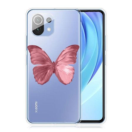 Butterfly läder Xiaomi Mi 11 fodral - Rosa