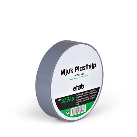 etab 33946 Plasttejp mjuk, PVC, 20 m grå,50 mm, Maskintillbehör & förbrukning