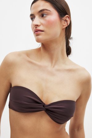 NA-KD Haut de bikini bandeau torsadé - Bikinis - Marron - XL