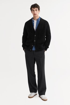 Soft Goat - Men's Alpaca Cardigan - Kaschmirpullover für Herren - M - Black