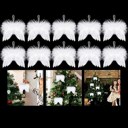 10 KPL Valkoiset Höyhenenkelin Siivet Enkelin Höyhensiivet Riippuva Koriste Joulukuusen Koristeet Lahja Joulujuhliin Häät Koristelu DIY Askartelu