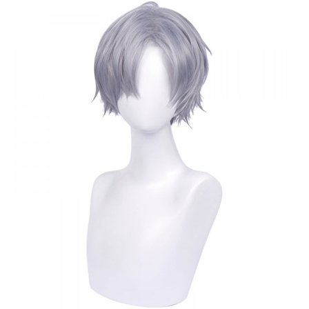 Blågrå Kort Hår Anime Cosplay Paryk, Varmebestandig Syntetisk Paryk til Halloween, Hverdagsfest Kostume Tilbehør