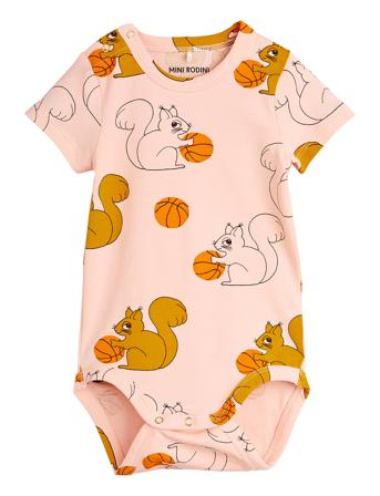 Squirrels Aop Ss Body Pink Mini Rodini
