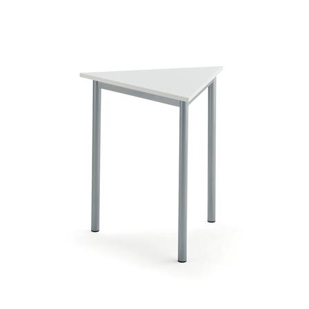 Tisch SONITUS TRIANGEL, 700x700x720 mm, Hochdrucklaminat weiß, alugrau