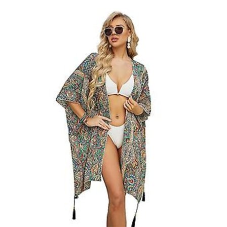 Dame Kimono Cardigan Sommer Badetøj Coverups Strand Cover Up Til Ferie ( )