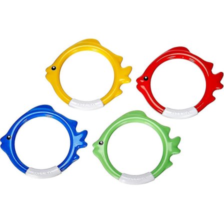 4 viktade ringar för dykningsspel 12 x 12 x 2 cm gröna/röda/gula/blå