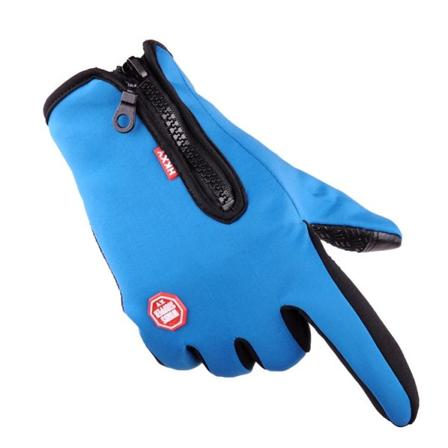 Kvinnor Män Cykelhandskar Full Finger Touch Screen Utomhus Vindtät Dragkedja Vattentät Model B-light blue XXL