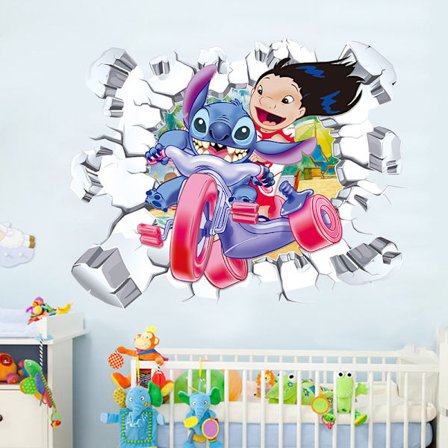 Kreativ tecknad cykel väggdekal barnrumsinredning täcker fula män och kvinnor nattbakgrund sovrumsinredning 40*50cm