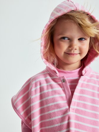 Polarn O. Pyret - Striped towel poncho - S - Childrenswear - pink