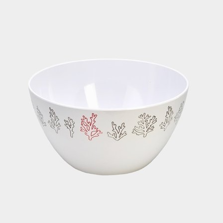 Salatschüssel aus Melamin Couleur Mer Coral Reef, weiß/gemustert, Ø24 cm - Boot