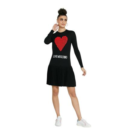 Love Moschino, Dress Czarny, Kobieta, Rozmiar: M
