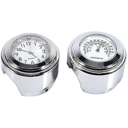 Motorcykelstyr Ur, 7/8" Vandtæt Motorcykelstyr Beslag Digitalt Ur og Temp Termometer Hvid